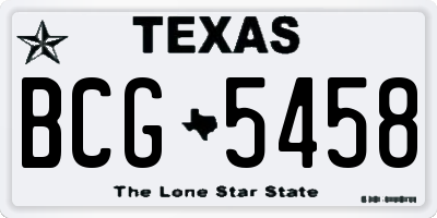 TX license plate BCG5458