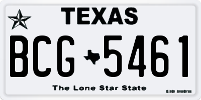TX license plate BCG5461