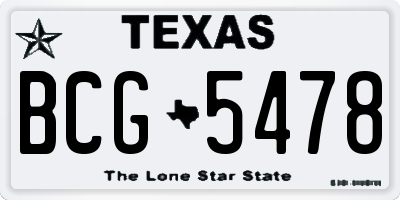 TX license plate BCG5478
