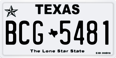 TX license plate BCG5481