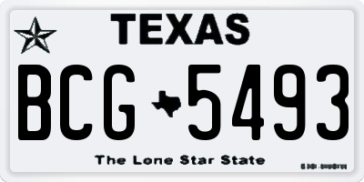 TX license plate BCG5493