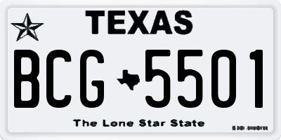 TX license plate BCG5501