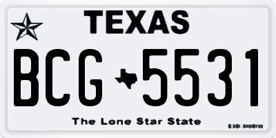 TX license plate BCG5531