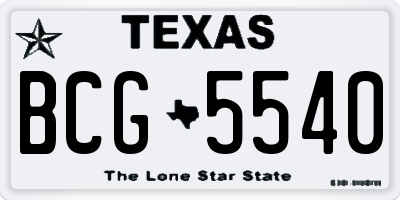 TX license plate BCG5540