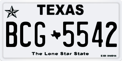 TX license plate BCG5542