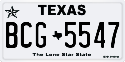 TX license plate BCG5547