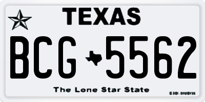 TX license plate BCG5562