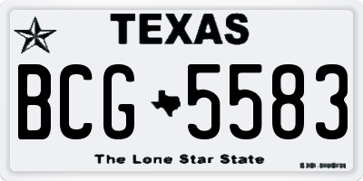 TX license plate BCG5583