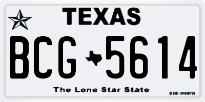 TX license plate BCG5614