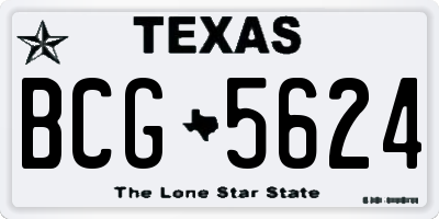 TX license plate BCG5624