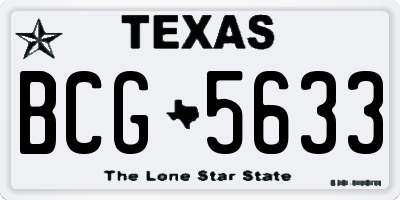 TX license plate BCG5633