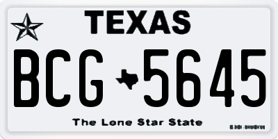 TX license plate BCG5645