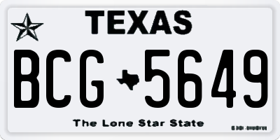 TX license plate BCG5649