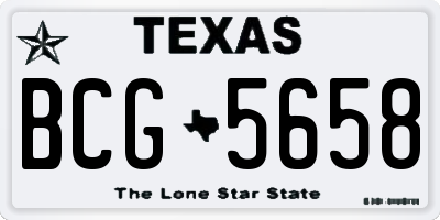 TX license plate BCG5658