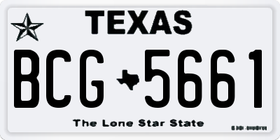 TX license plate BCG5661