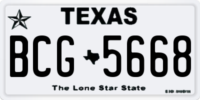 TX license plate BCG5668
