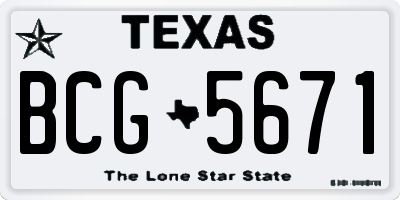 TX license plate BCG5671