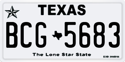 TX license plate BCG5683