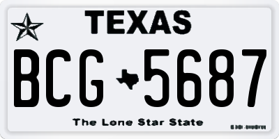 TX license plate BCG5687