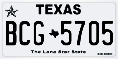 TX license plate BCG5705