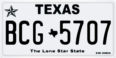 TX license plate BCG5707