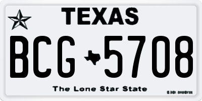 TX license plate BCG5708
