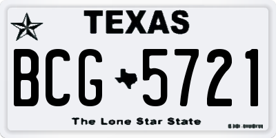 TX license plate BCG5721