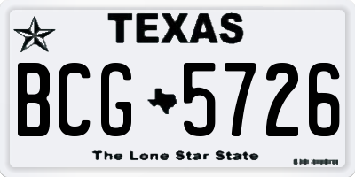 TX license plate BCG5726