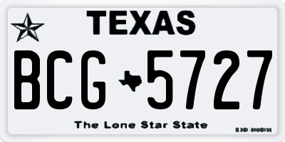 TX license plate BCG5727