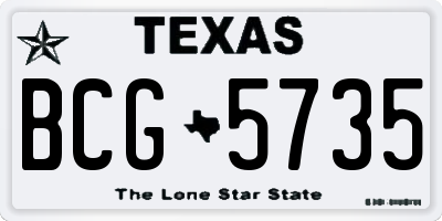 TX license plate BCG5735