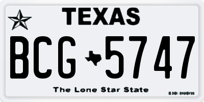 TX license plate BCG5747