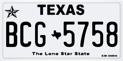 TX license plate BCG5758