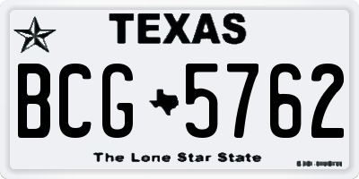 TX license plate BCG5762