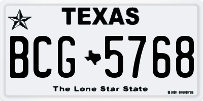 TX license plate BCG5768