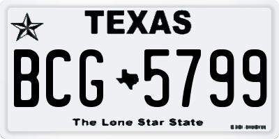 TX license plate BCG5799