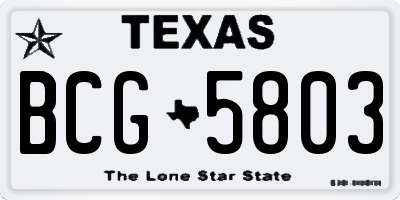 TX license plate BCG5803