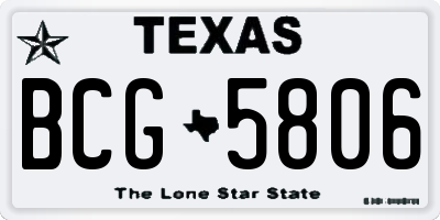 TX license plate BCG5806