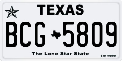 TX license plate BCG5809
