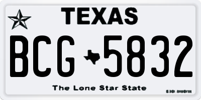 TX license plate BCG5832