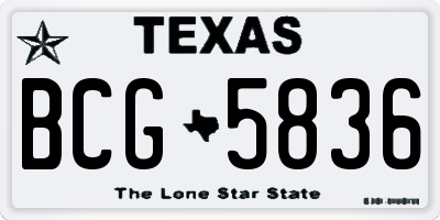 TX license plate BCG5836