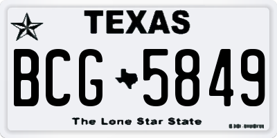 TX license plate BCG5849