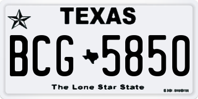 TX license plate BCG5850