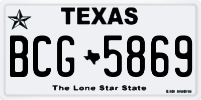 TX license plate BCG5869