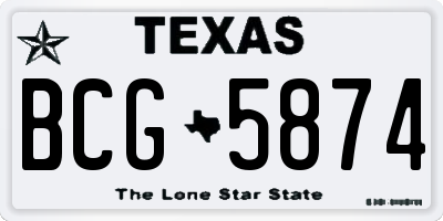 TX license plate BCG5874