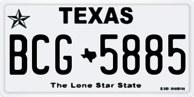 TX license plate BCG5885