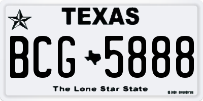 TX license plate BCG5888