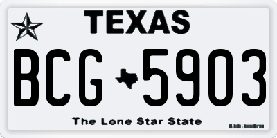 TX license plate BCG5903