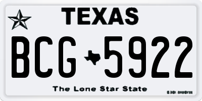 TX license plate BCG5922