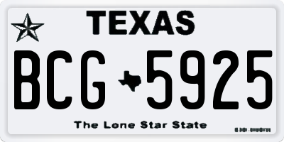 TX license plate BCG5925