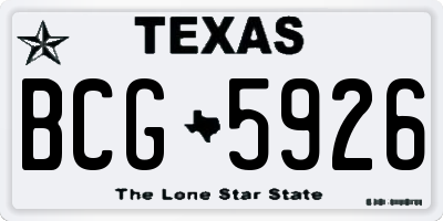TX license plate BCG5926